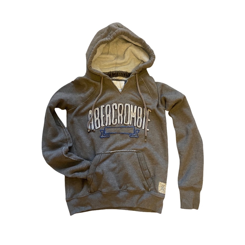 Abercrombie & Fitch Grey/Brown Embroidered Hoodie